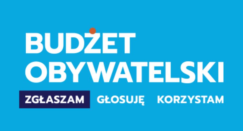 Budżet Obywatelski - biały napis na niebieskim tle