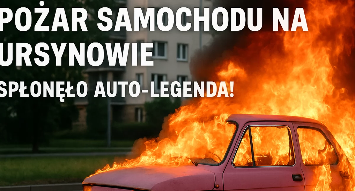 , Pożar kultowego Fiata Ursynowie! Maluch spłonął doszczętnie oczach mieszkańców - zdjęcie, fotografia