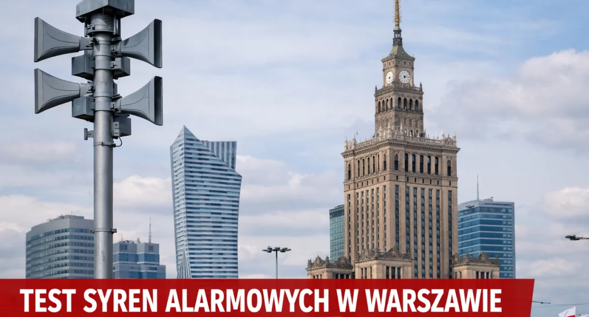 Urząd dzielnicy, UWAGA! syren alarmowych Warszawie trwa! - zdjęcie, fotografia